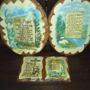 Vtg 1987 Wintermute 4 pc découpage Faith wall hangings Lord's Prayer Psalm 23